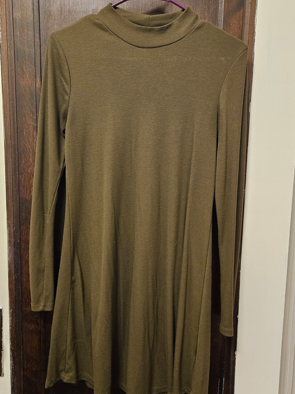 Ambiance Olive Green Long Sleeve Midi Dress
